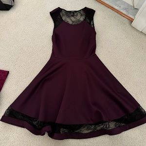 Plum Purple Lace Skater Dress
